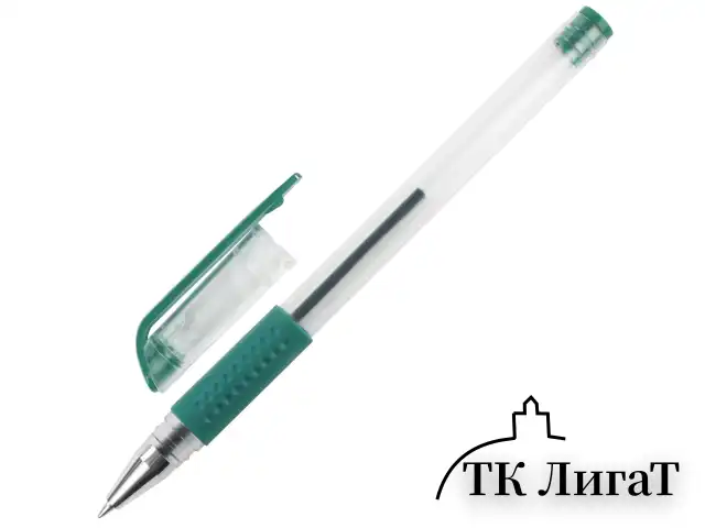 Ручка гелевая с грипом STAFF "EVERYDAY" GP-194, ЗЕЛЕНАЯ, корпус прозрачный, узел 0,5 мм, линия письма 0,35 мм, 141825