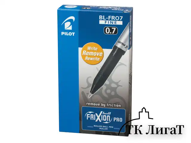 Ручка стираемая гелевая с грипом PILOT "Frixion Pro", ЧЕРНАЯ, корпус с печатью, линия письма 0,35 мм, BL-FRO-7