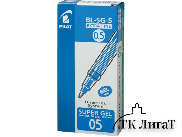 Ручка гелевая PILOT "Super Gel", СИНЯЯ, корпус прозрачный, узел 0,5 мм, линия письма 0,3 мм, BL-SG-5