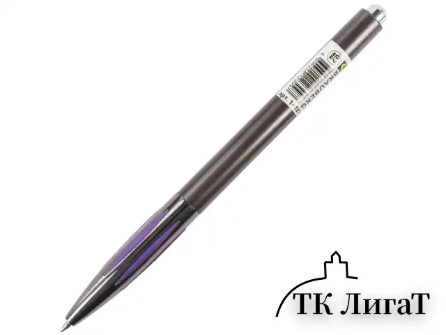 Ручка шариковая автоматическая BRAUBERG "Stripe", СИНЯЯ, корпус ассорти, узел 0,7 мм, линия письма 0,35 мм, 141876