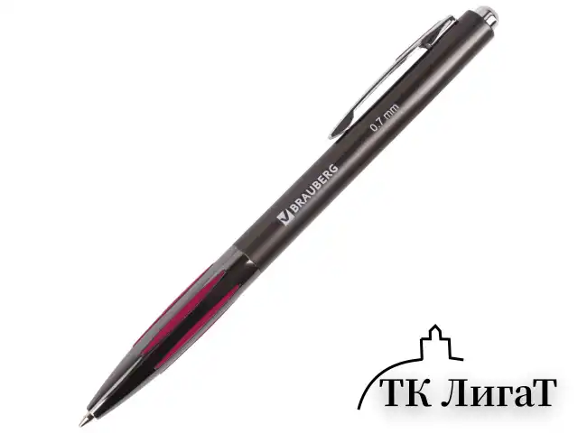 Ручка шариковая автоматическая BRAUBERG "Stripe", СИНЯЯ, корпус ассорти, узел 0,7 мм, линия письма 0,35 мм, 141876