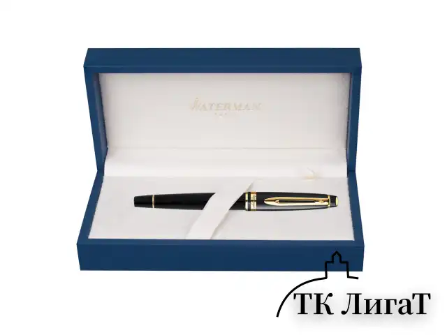 Ручка подарочная перьевая WATERMAN "Expert 3 Black Lacquer GT", черный лак, позолоченные детали, синяя, S0951640