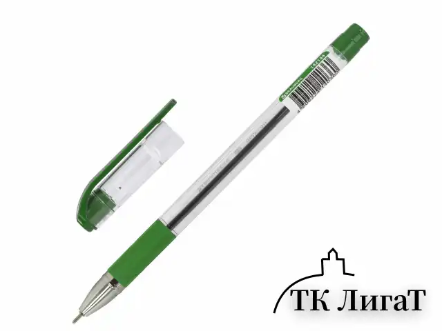 Ручка шариковая масляная с грипом BRAUBERG "Max-Oil", ЗЕЛЕНАЯ, игольчатый узел 0,7 мм, линия письма 0,35 мм, 142144