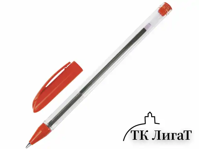 Ручка шариковая масляная BRAUBERG "Rite-Oil", КРАСНАЯ, корпус прозрачный, узел 0,7 мм, линия письма 0,35 мм, 142148