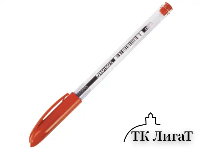 Ручка шариковая масляная BRAUBERG "Rite-Oil", КРАСНАЯ, корпус прозрачный, узел 0,7 мм, линия письма 0,35 мм, 142148