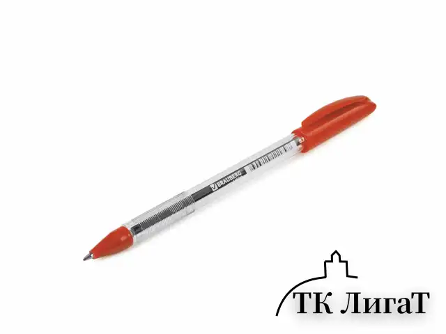 Ручка шариковая масляная BRAUBERG "Rite-Oil", КРАСНАЯ, корпус прозрачный, узел 0,7 мм, линия письма 0,35 мм, 142148