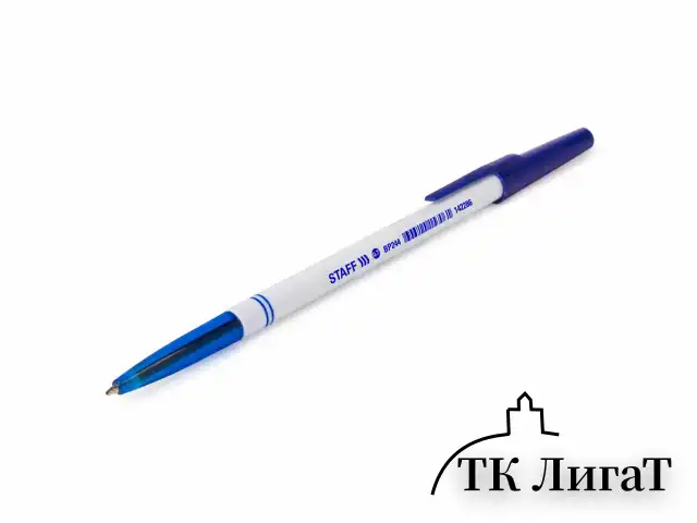 Ручка шариковая STAFF "Basic BP-244", СИНЯЯ, корпус белый, узел 0,7 мм, линия письма 0,35 мм, 142286