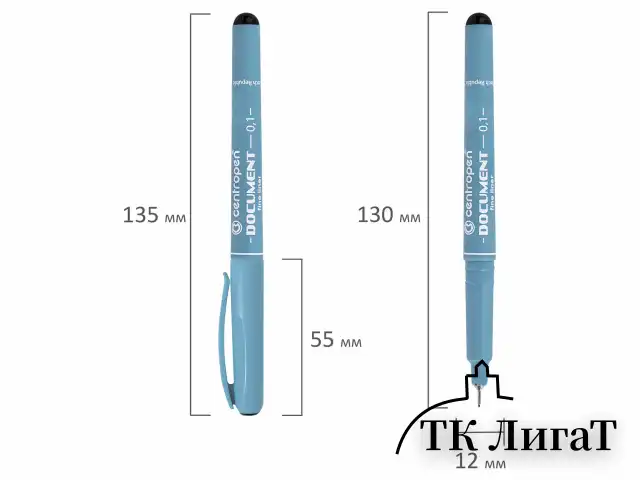 Ручка капиллярная (линер) ЧЕРНАЯ CENTROPEN "Document", трехгранная, линия 0,1 мм, 2631/0,1, 2 2631 0101