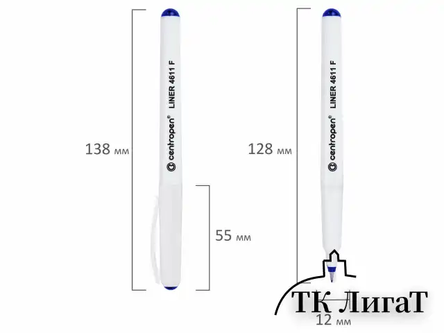Ручка капиллярная (линер) СИНЯЯ CENTROPEN "Liner", трехгранная, линия письма 0,3 мм, 4611, 2 4611 0106