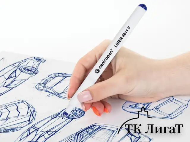 Ручка капиллярная (линер) СИНЯЯ CENTROPEN "Liner", трехгранная, линия письма 0,3 мм, 4611, 2 4611 0106