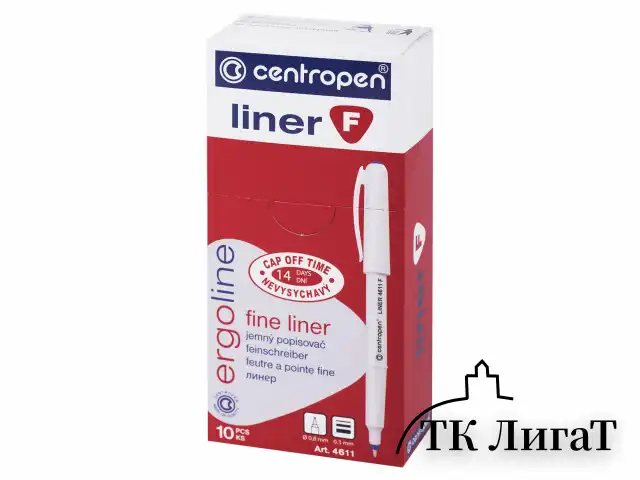 Ручка капиллярная (линер) СИНЯЯ CENTROPEN "Liner", трехгранная, линия письма 0,3 мм, 4611, 2 4611 0106