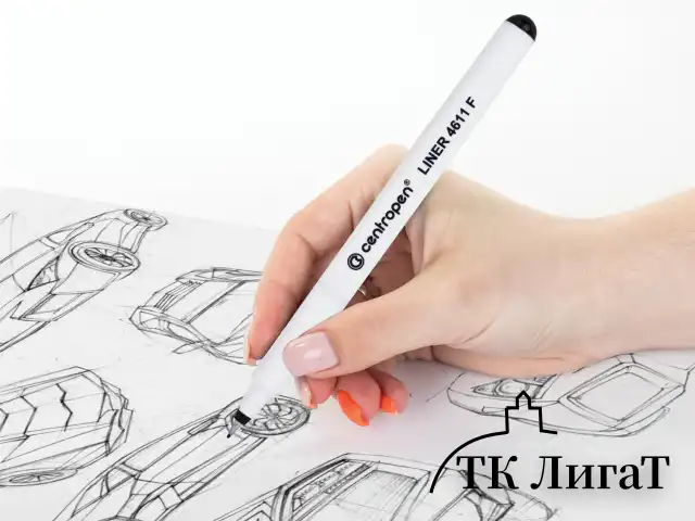 Ручка капиллярная (линер) ЧЕРНАЯ CENTROPEN "Liner", трехгранная, линия письма 0,3 мм, 4611, 2 4611 0112