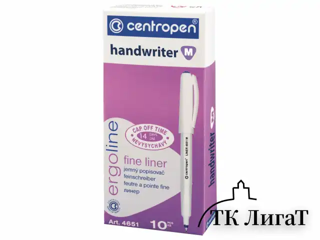 Ручка капиллярная (линер) ЧЕРНАЯ CENTROPEN "Handwriter", трехгранная, линия 0,5 мм, 4651, 2 4651 0112