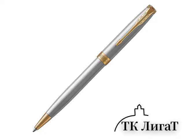 Ручка шариковая PARKER "Sonnet Core Stainless Steel GT", корпус серебро, позолота, черная, 1931507
