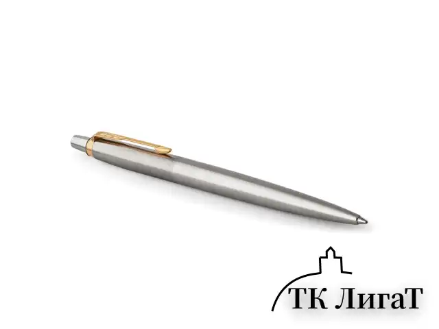 Ручка шариковая PARKER "Jotter Core Stainless Steel GT", корпус серебро, позолота, синяя, 1953182