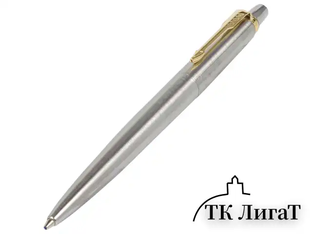 Ручка шариковая PARKER "Jotter Core Stainless Steel GT", корпус серебро, позолота, синяя, 1953182