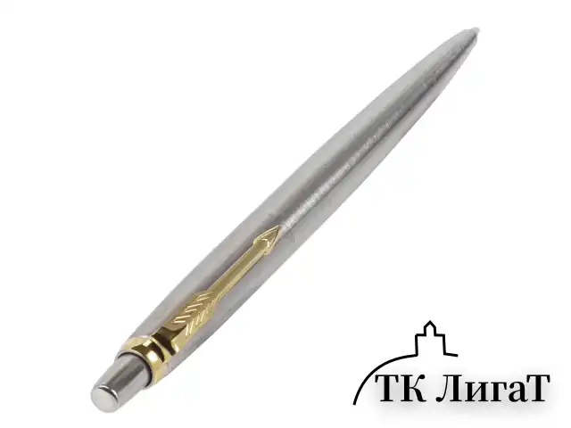 Ручка шариковая PARKER "Jotter Core Stainless Steel GT", корпус серебро, позолота, синяя, 1953182