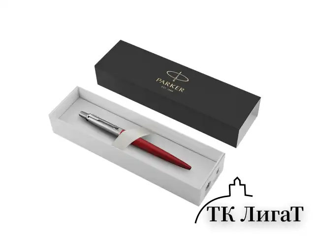 Ручка шариковая PARKER "Jotter Core Kensington Red CT", корпус красный, детали хром, синяя, 1953187
