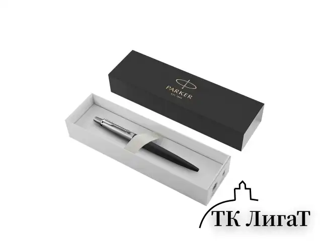 Ручка шариковая PARKER "Jotter Core Bond Street Black CT", корпус черный, детали хром, синяя, 1953184