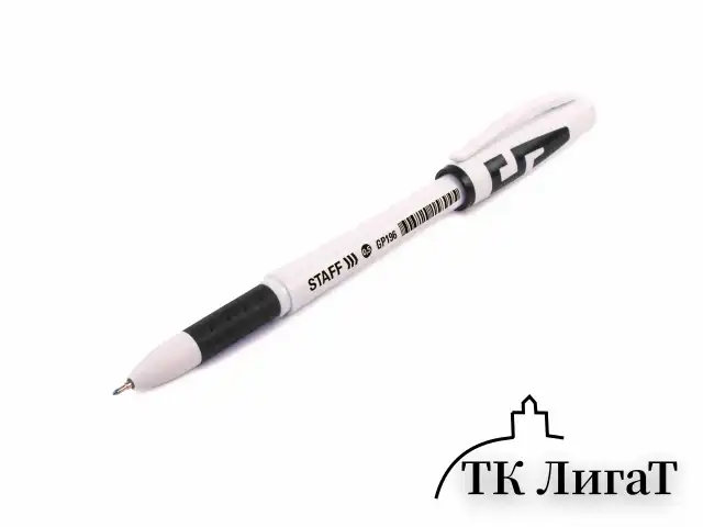 Ручка гелевая с грипом STAFF "Manager" GP-196, ЧЕРНАЯ, корпус белый, игольчатый узел 0,5 мм, линия письма 0,35 мм, 142393