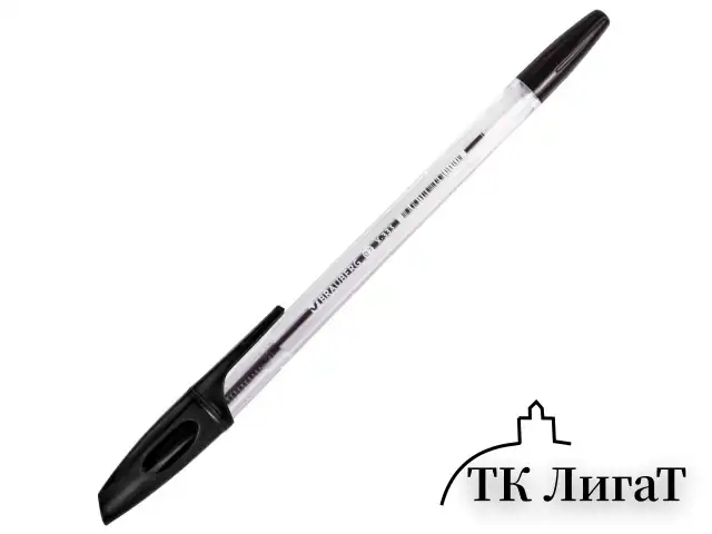Ручка шариковая BRAUBERG "X-333", ЧЕРНАЯ, корпус прозрачный, узел 0,7 мм, линия письма 0,35 мм, 142406
