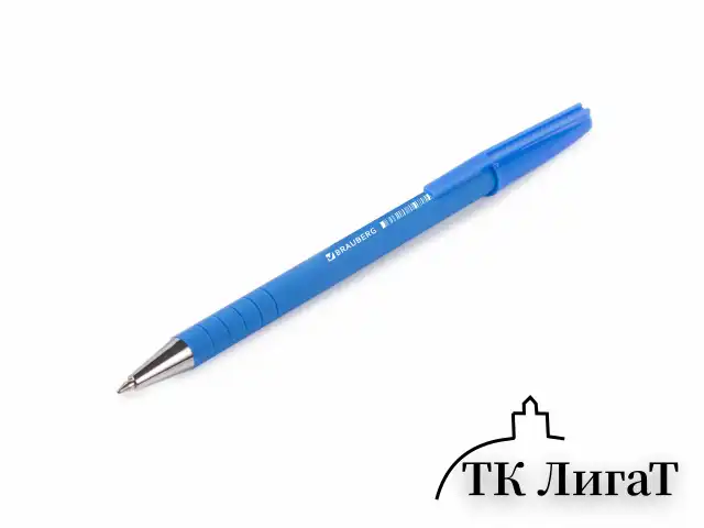 Ручка шариковая BRAUBERG "Capital blue", СИНЯЯ, корпус soft-touch голубой, узел 0,7 мм, линия письма 0,35 мм, 142493