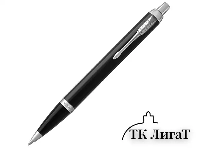 Ручка шариковая PARKER "IM Core Black Lacquer CT", черный глянцевый лак, детали хром, синяя, 1931665