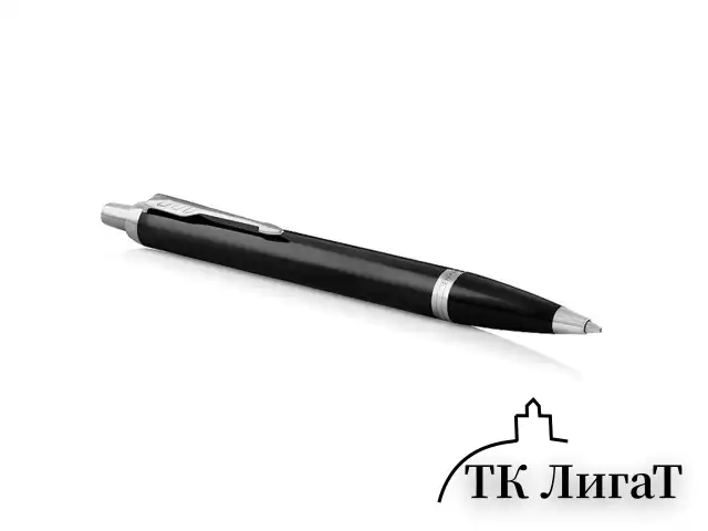Ручка шариковая PARKER "IM Core Black Lacquer CT", черный глянцевый лак, детали хром, синяя, 1931665
