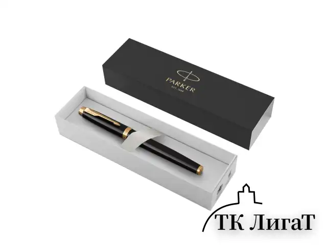 Ручка-роллер PARKER "IM Core Black Lacquer GT", черный глянцевый лак, позолота, черная, 1931659