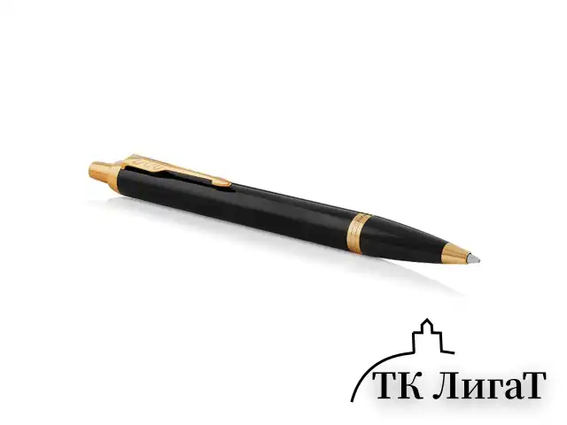Ручка шариковая PARKER "IM Core Black Lacquer GT", черный глянцевый лак, позолота, синяя, 1931666