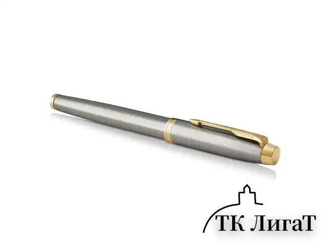Ручка-роллер PARKER "IM Core Brushed Metal GT", серебристый матовый лак, позолота, черная, 1931663