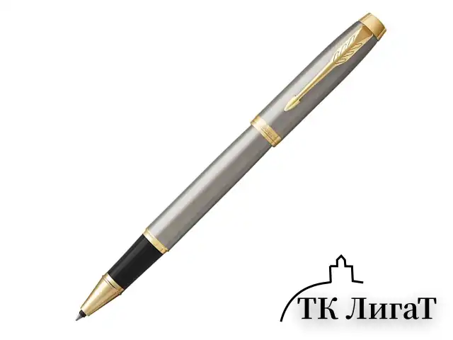 Ручка-роллер PARKER "IM Core Brushed Metal GT", серебристый матовый лак, позолота, черная, 1931663