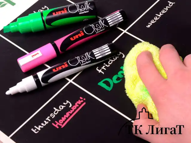 Маркер меловой UNI "Chalk", 1,8-2,5 мм, БЕЛЫЙ, влагостираемый, для гладких поверхностей, PWE-5M WHITE