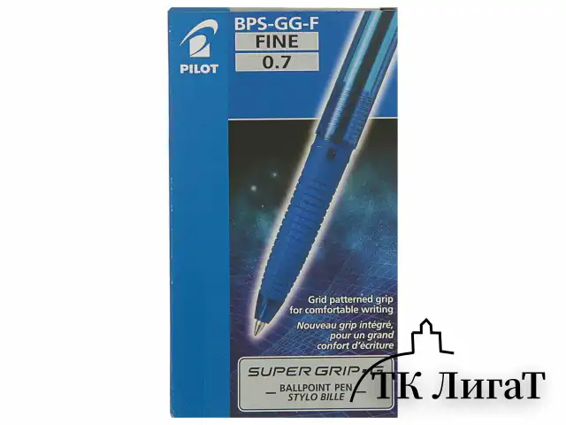 Ручка шариковая масляная с грипом PILOT "Super Grip G", СИНЯЯ, узел 0,7 мм, линия письма 0,21 мм, BPS-GG-F-L