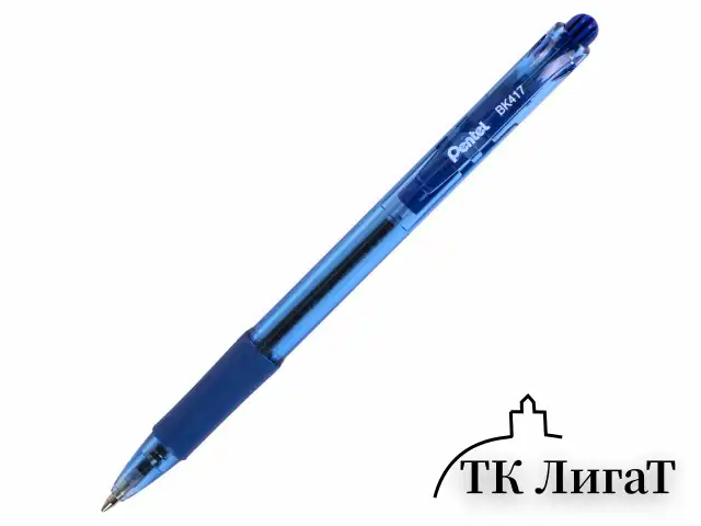 Ручка шариковая масляная автоматическая с грипом PENTEL (Япония) "Fine Line", СИНЯЯ, линия письма 0,27 мм, BK417-CN