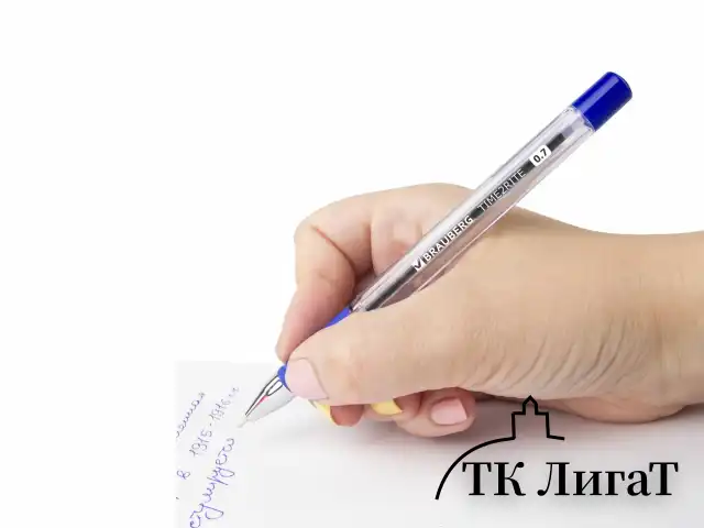 Ручка шариковая масляная с грипом BRAUBERG "Time2rite", СИНЯЯ, узел 0,7 мм, линия письма 0,35 мм, 142683