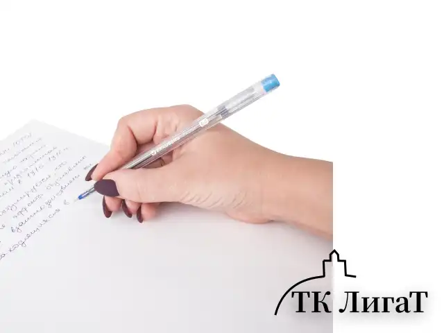 Ручка шариковая масляная BRAUBERG "Ice", СИНЯЯ, корпус прозрачный, узел 0,6 мм, линия письма 0,3 мм, 142686