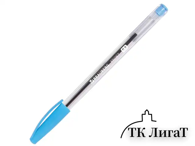Ручка шариковая масляная BRAUBERG "Ice", СИНЯЯ, корпус прозрачный, узел 0,6 мм, линия письма 0,3 мм, 142686
