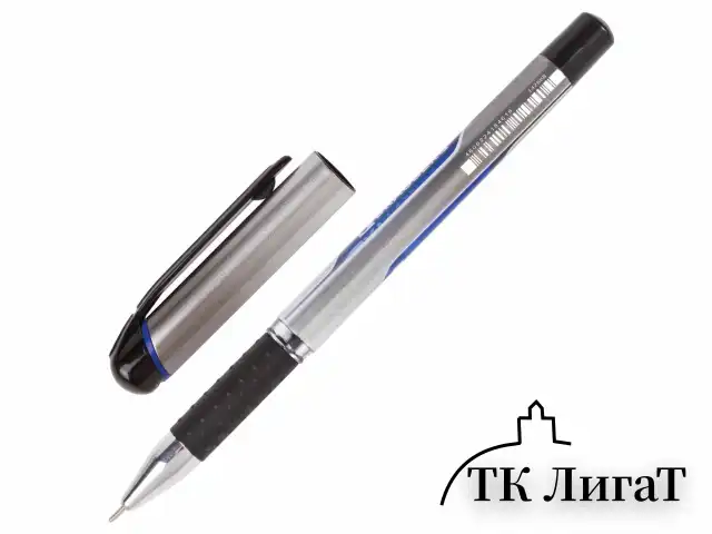 Ручка шариковая масляная с грипом BRAUBERG "Signature", СИНЯЯ, печать, узел 0,7 мм, линия письма 0,35 мм, 142688
