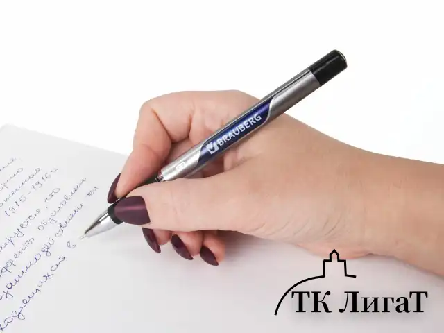 Ручка шариковая масляная с грипом BRAUBERG "Signature", СИНЯЯ, печать, узел 0,7 мм, линия письма 0,35 мм, 142688