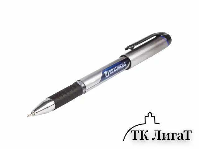 Ручка шариковая масляная с грипом BRAUBERG "Signature", СИНЯЯ, печать, узел 0,7 мм, линия письма 0,35 мм, 142688