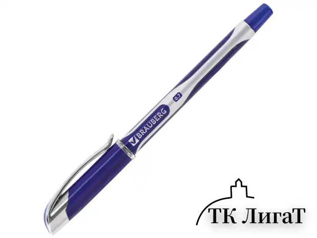 Ручка шариковая масляная с грипом BRAUBERG "Delta Plus", СИНЯЯ, печать, узел 0,7 мм, линия письма 0,35 мм, 142689