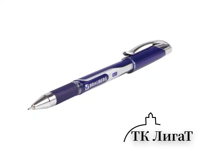 Ручка шариковая масляная с грипом BRAUBERG "Delta Plus", СИНЯЯ, печать, узел 0,7 мм, линия письма 0,35 мм, 142689