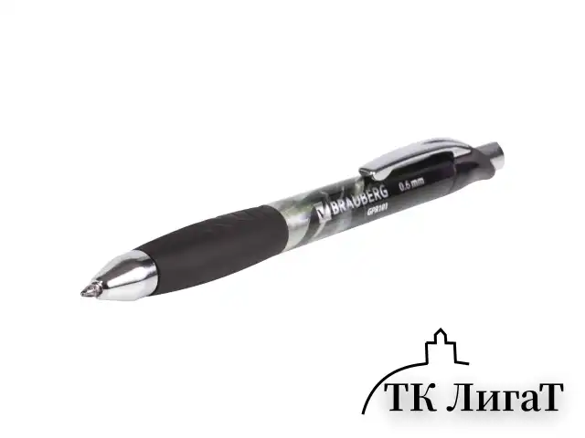 Ручка гелевая автоматическая с грипом BRAUBERG "Jet Gel", ЧЕРНАЯ, печать, узел 0,6 мм, линия письма 0,4 мм, 142691