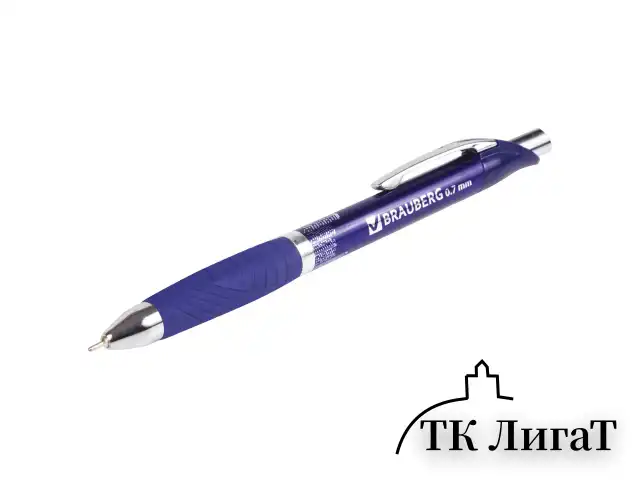 Ручка шариковая масляная автоматическая с грипом BRAUBERG "Jet-X", СИНЯЯ, узел 0,7 мм, линия письма 0,35 мм, 142692