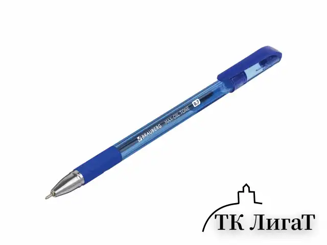 Ручка шариковая масляная с грипом BRAUBERG "Max-Oil Tone", СИНЯЯ, узел 0,7 мм, линия письма 0,35 мм, 142693