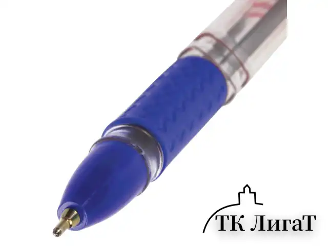 Ручка шариковая масляная с грипом BRAUBERG "Trait", СИНЯЯ, печать, узел 0,7 мм, линия письма 0,35 мм, 142697