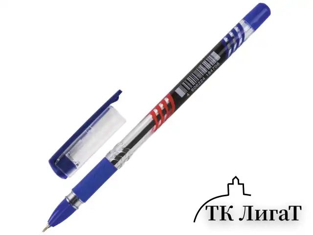 Ручка шариковая масляная с грипом BRAUBERG "Trait", СИНЯЯ, печать, узел 0,7 мм, линия письма 0,35 мм, 142697