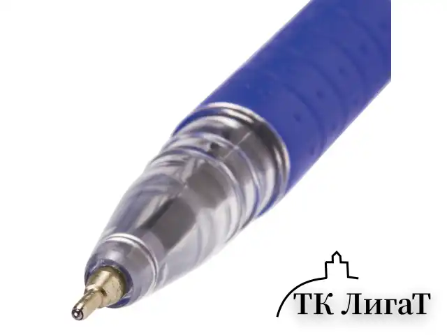 Ручка шариковая масляная с грипом BRAUBERG "Glassy", СИНЯЯ, корпус прозрачный, узел 0,7 мм, линия письма 0,35 мм, 142698