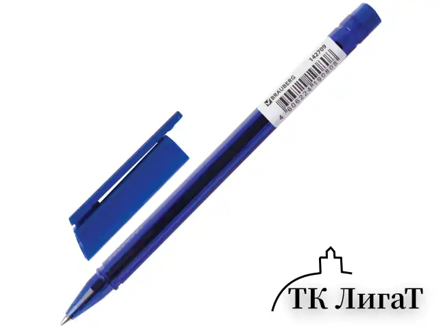Ручка шариковая масляная BRAUBERG "Marine", СИНЯЯ, корпус тонированный синий, узел 0,7 мм, линия письма 0,35 мм, 142709